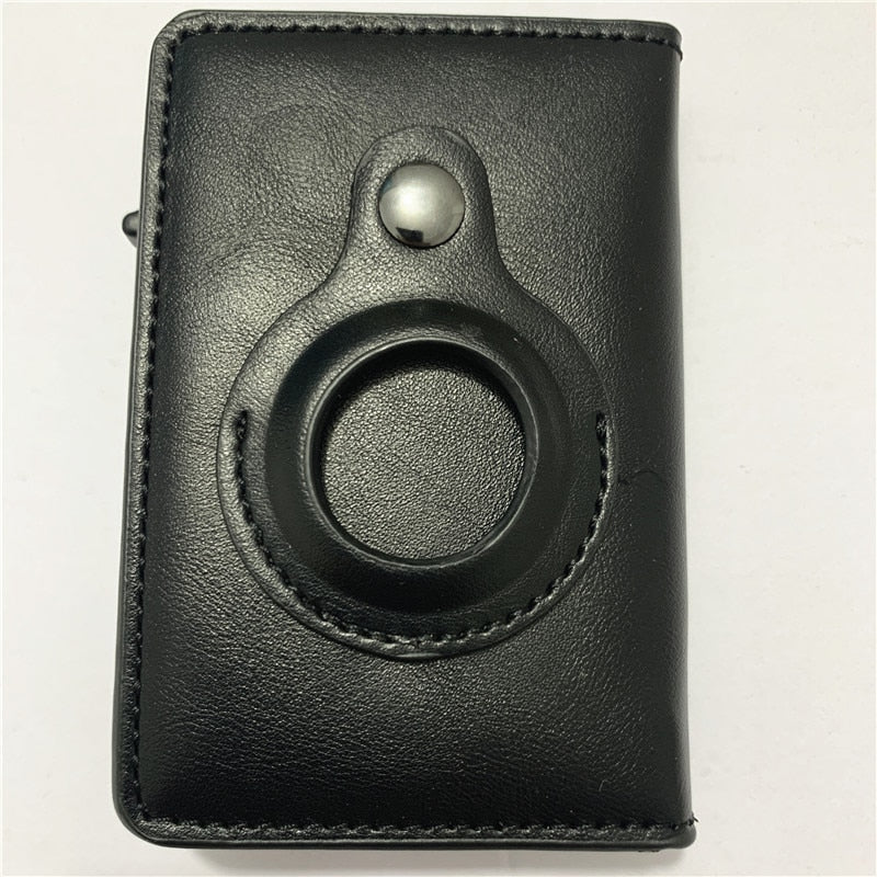 Noir-1 - Porte cartes AirTag rétro minimaliste pour hommes, porte