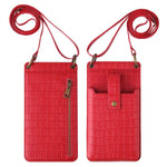Petit sac bandoulière et porte carte pour femme en cuir rouge.