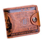 Porte carte avec motif du dollar en cuir marron.