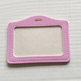 Porte carte bancaire horizontal en cuir rose.