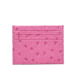 Porte carte bancaire simple en cuir rose foncé.