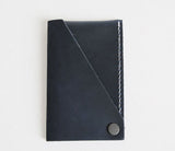 Porte carte bancaire en cuir bleu vintage