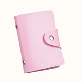 Porte carte en cuir rose pour femme