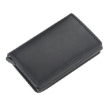 Porte carte de credit automatique rigide avec cuir noir.