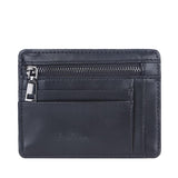 Porte carte de crédit avec poche à billets en cuir noir.
