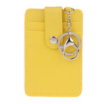 Porte carte en cuir synthétique jaune pour femme.