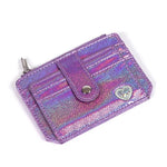 Porte carte en cuir kawaii violet.