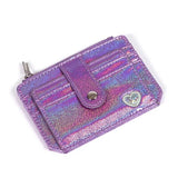 Porte carte en cuir kawaii violet.