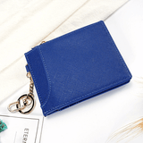 Porte carte et monnaie pour femme en cuir bleu.