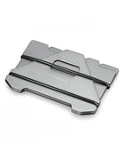 Porte carte rigide en aluminium gris.