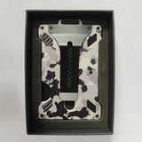 Porte carte mis dans une boîte avec une coque camouflage militaire noir et blanc
