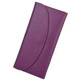 Porte carte long pour femme en cuir violet.