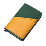 Porte-cartes bancaire en cuir vert et jaune