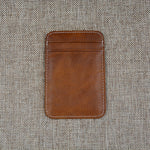 Porte-cartes en cuir brillant couleur marron