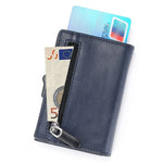 Porte-cartes de crédit RFID en cuir bleu