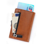 Porte-cartes de crédit RFID en cuir marron