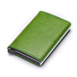 Porte-cartes de crédit en cuir de couleur vert