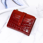 Porte-cartes femme croco cuir rouge