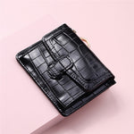 Porte-cartes minimaliste pour femme en cuir noir 