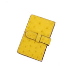 Porte-cartes pour femme en cuir d'autruche jaune.