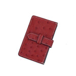 Porte-cartes pour femme en cuir d'autruche rouge.
