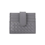 Porte-cartes en cuir synthétique gris pour femme