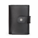 Porte-cartes pour homme rigide en cuir noir.